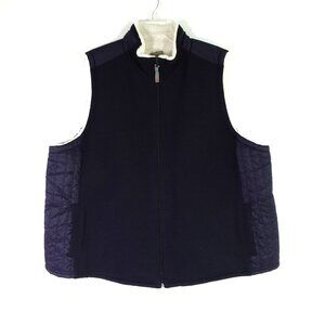 Talbots Sherpa Lined Vest Women's Plus Size 3X Blue Full Zip Warm Outdoor Preppy